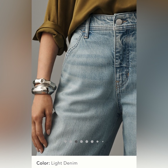 Pilcro Mason High-Rise relaxed gaucho ankle jeans Light Blue Wide Leg Sz.28 - Picture 3 of 10